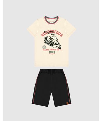 Conjunto Infantil Menino Camiseta Courageous Em Algodão Malwee Kids