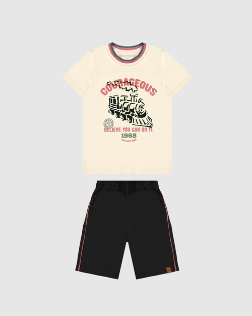 Conjunto Infantil Menino Camiseta Courageous Em Algodão Malwee Kids
