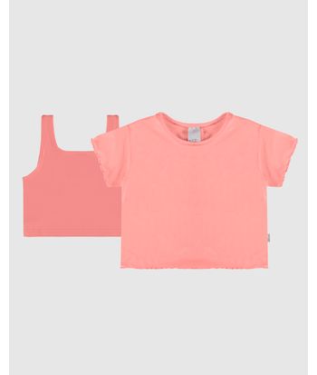 Conjunto Infantil Menina Top + Blusa Em Algodão E Tule Malwee Kids