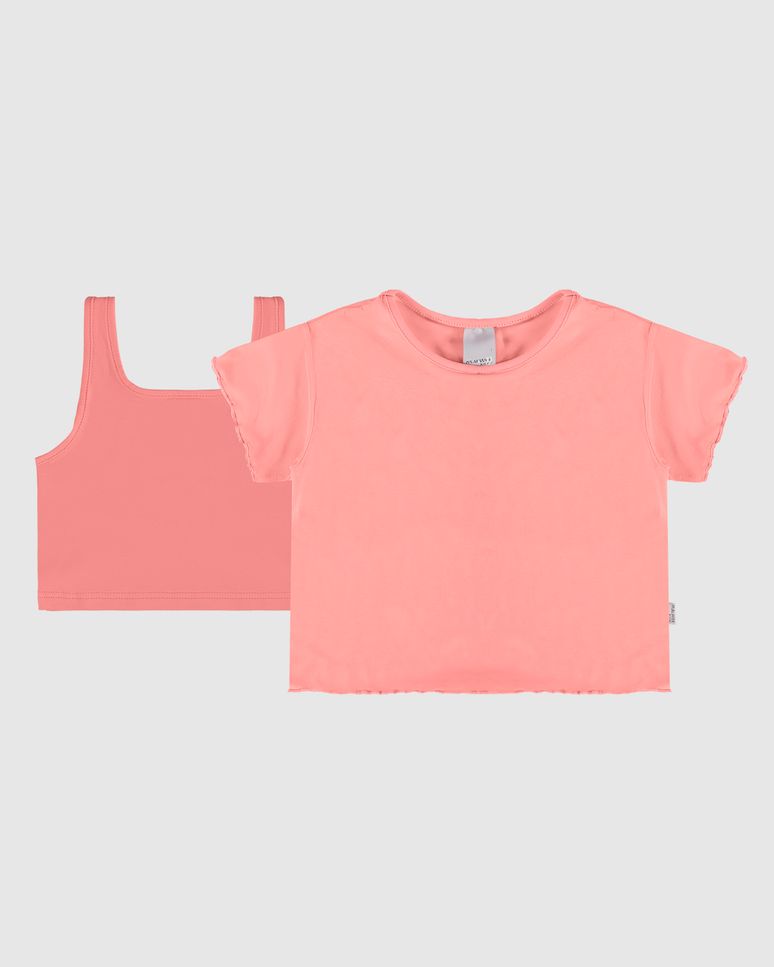 Conjunto Infantil Menina Top + Blusa Em Algodão E Tule Malwee Kids