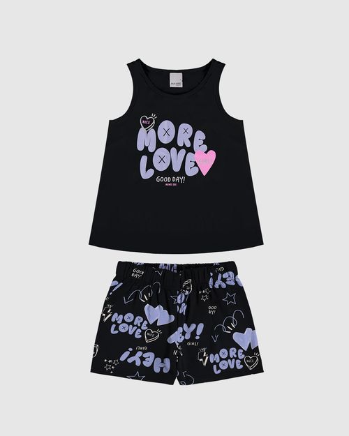 Conjunto Infantil Menina Shorts Estampado Em Algodão Malwee Kids