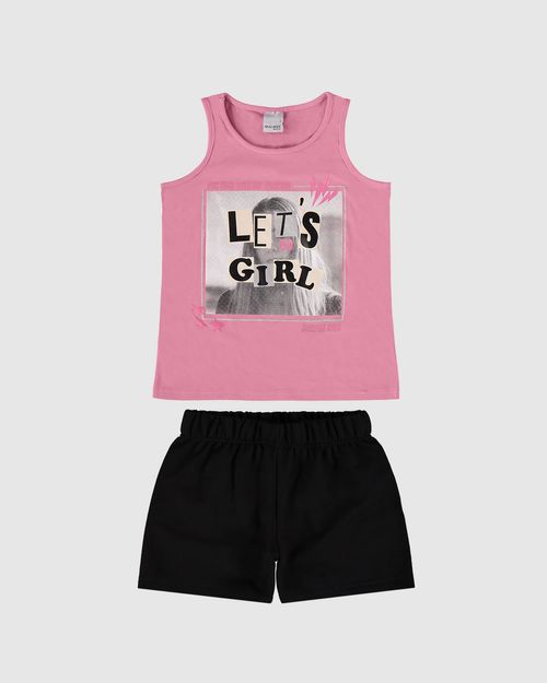 Conjunto Infantil Menina Regata Let's Go Girl Em Algodão Malwee Kids