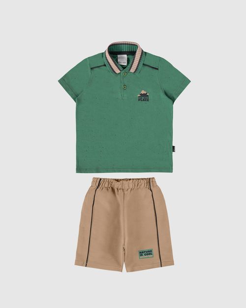 Conjunto Infantil Menino Camisa Polo Em Malha Botonê Malwee Kids