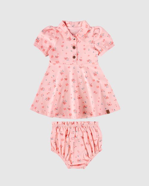 Conjunto Infantil Menina Vestido + Calcinha Estampa Floral Malwee Kids