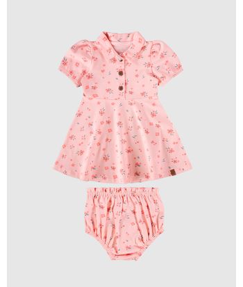 Conjunto Infantil Menina Vestido + Calcinha Estampa Floral Malwee Kids