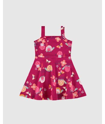 Vestido Infantil Rodado Com Estampa Alça Média Em Algodão Malwee Kids