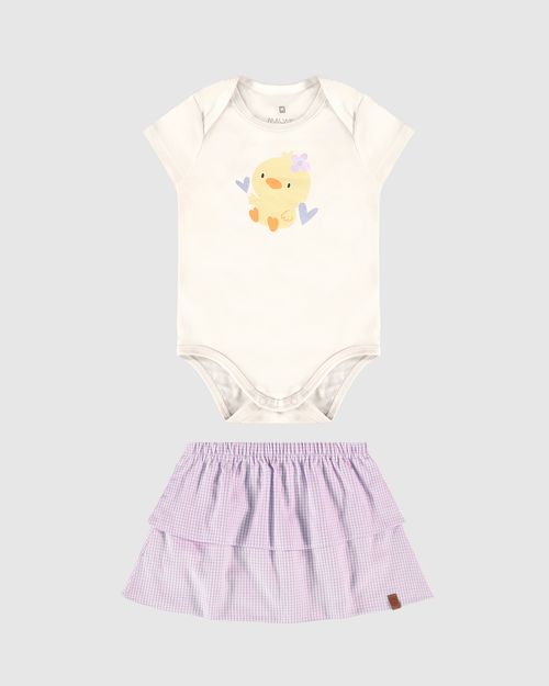 Conjunto Infantil Menina Body + Saia Em Algodão Malwee Kids
