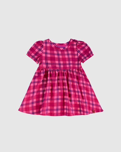 Vestido Infantil Xadrez Abertura Ombro Em Viscose Malwee Kids