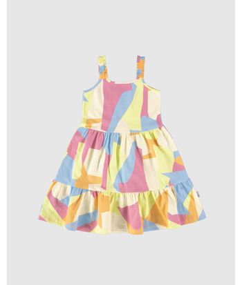 Vestido Infantil Estampa Abstrata Em Malha Texturizada Malwee Kids