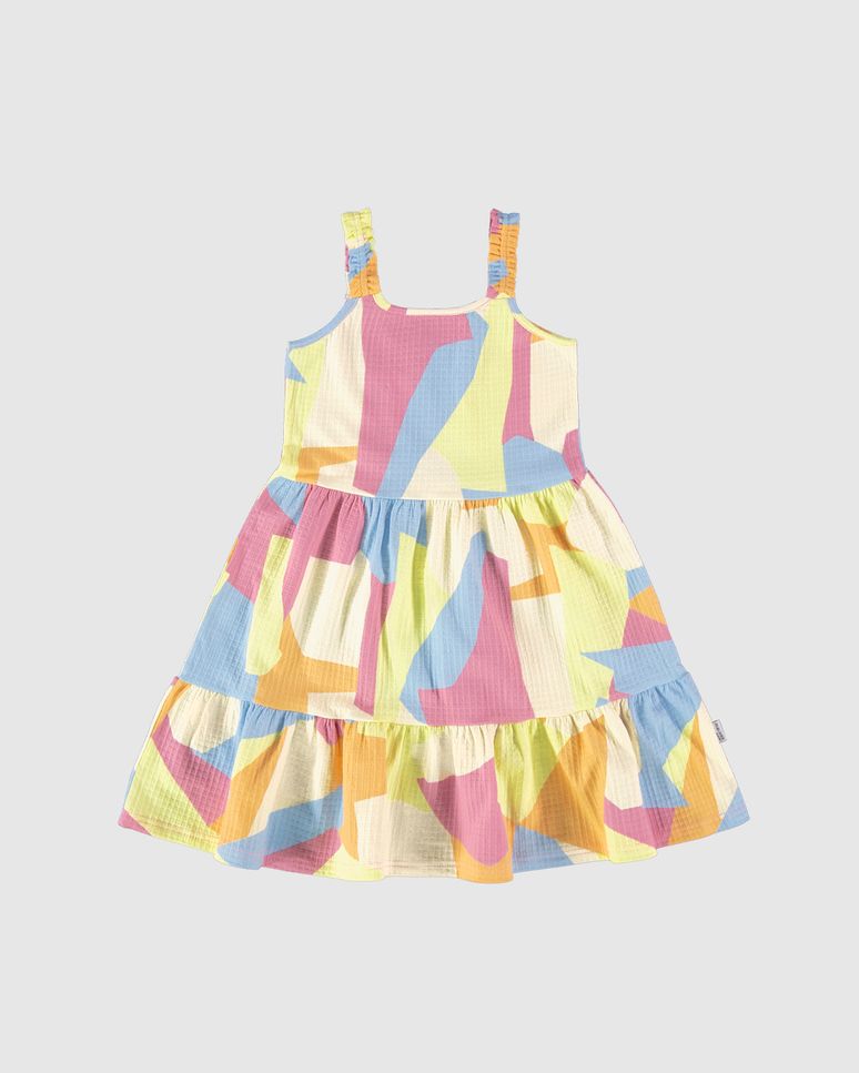 Vestido Infantil Estampa Abstrata Em Malha Texturizada Malwee Kids