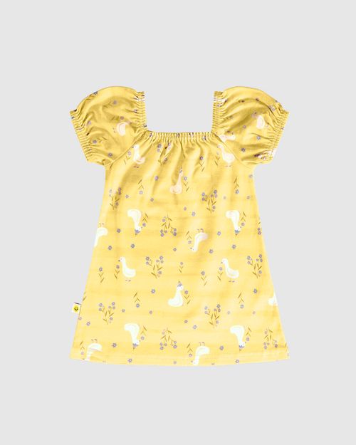 Vestido Infantil Decote Com Elástico Em Algodão Malwee Kids