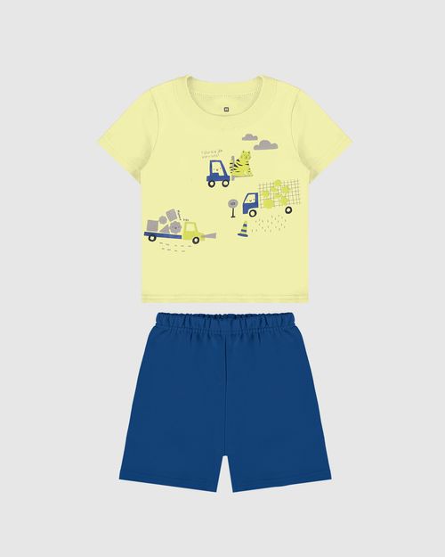 Conjunto Infantil Menino Camiseta Estampada + Bermuda Em Algodão Malwee Kids