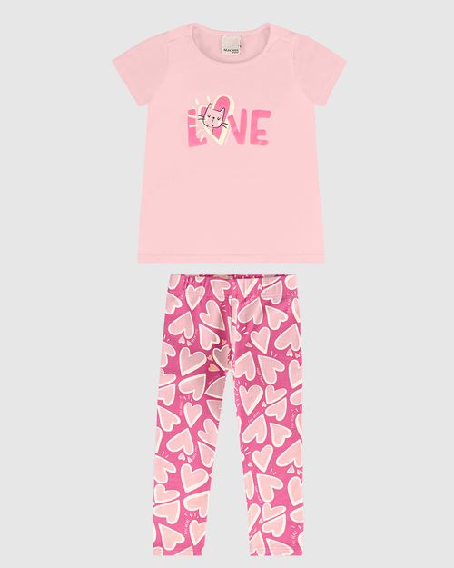 Conjunto Infantil Menina Blusa E Legging Estampada Em Algodão Malwee Kids