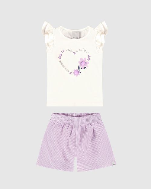 Conjunto Infantil Menina Blusa Manga Babado Em Algodão Malwee Kids