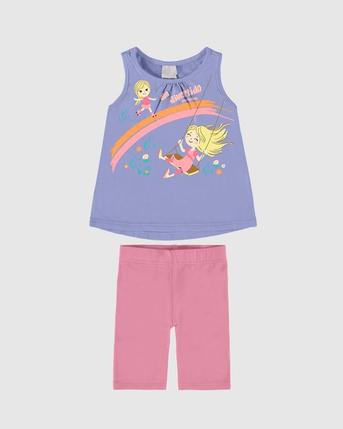 Conjunto Infantil Menina Dia Divertido Em Algodão Malwee Kids