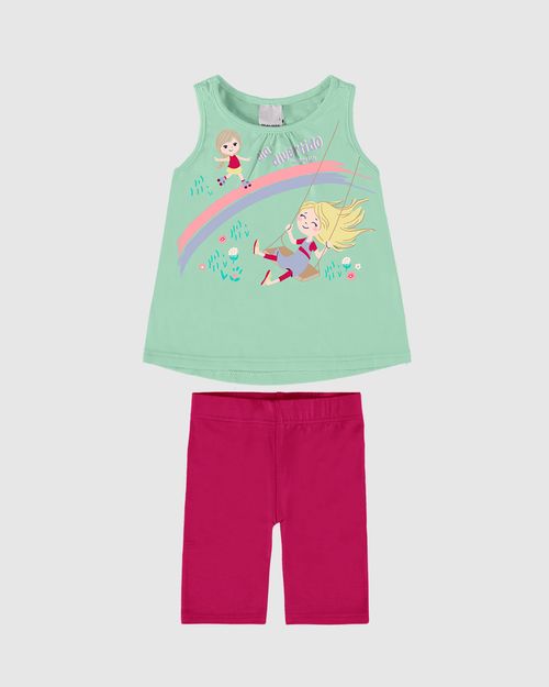 Conjunto Infantil Menina Dia Divertido Em Algodão Malwee Kids