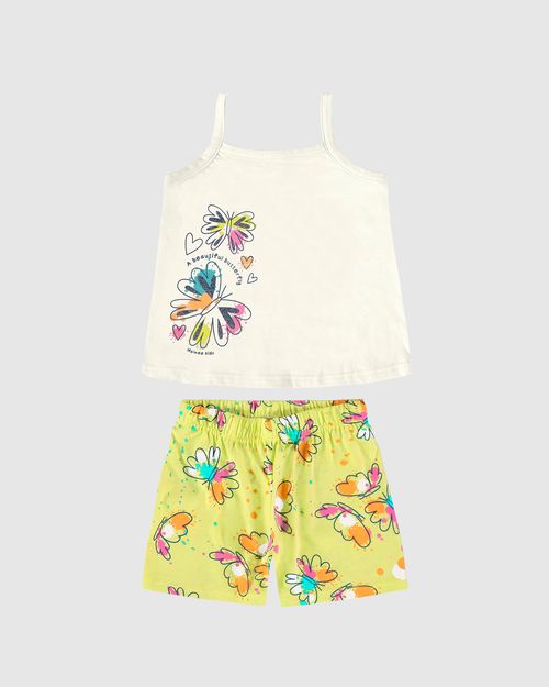 Conjunto Infantil Menina Regata Estampa Com Glitter Em Algodão Malwee Kids