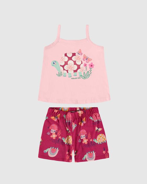 Conjunto Infantil Menina Regata Estampa Frontal Em Algodão Malwee Kids