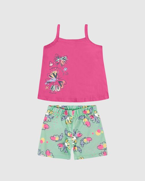 Conjunto Infantil Menina Regata Estampa Com Glitter Em Algodão Malwee Kids