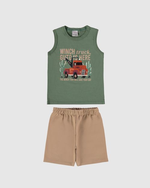 Conjunto Infantil Menino Regata Com Estampa Em Algodão Malwee Kids
