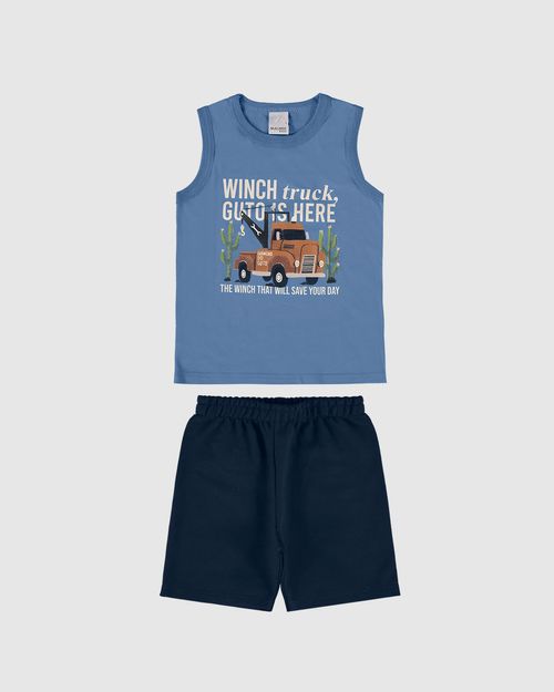 Conjunto Infantil Menino Regata Com Estampa Em Algodão Malwee Kids