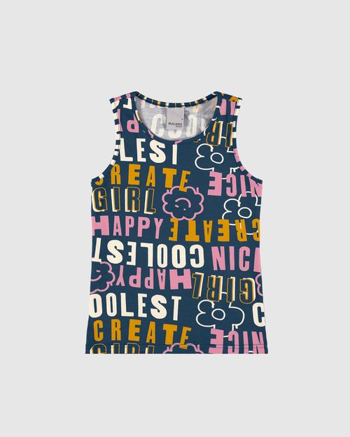 Regata Infantil Menina Estampada Em Algodão Malwee Kids