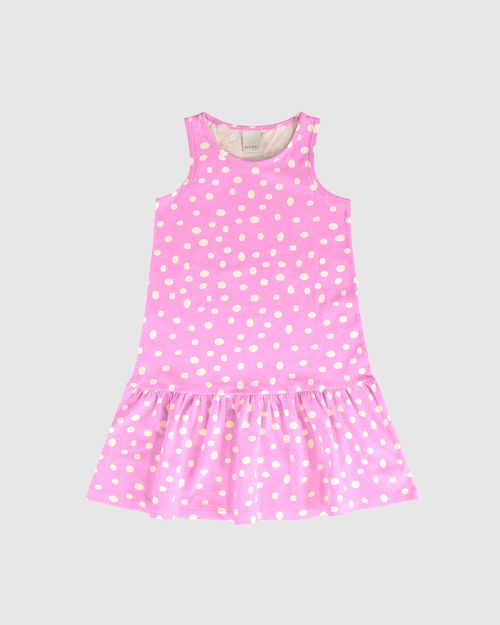 Vestido Infantil Barra Franzida Estampado Em Algodão Malwee Kids