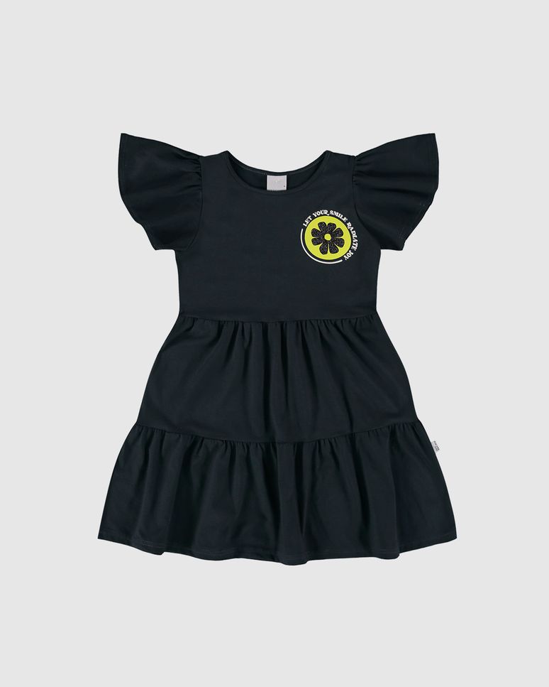 Vestido Infantil Marias Estampa Com Glitter Em Algodão Malwee Kids