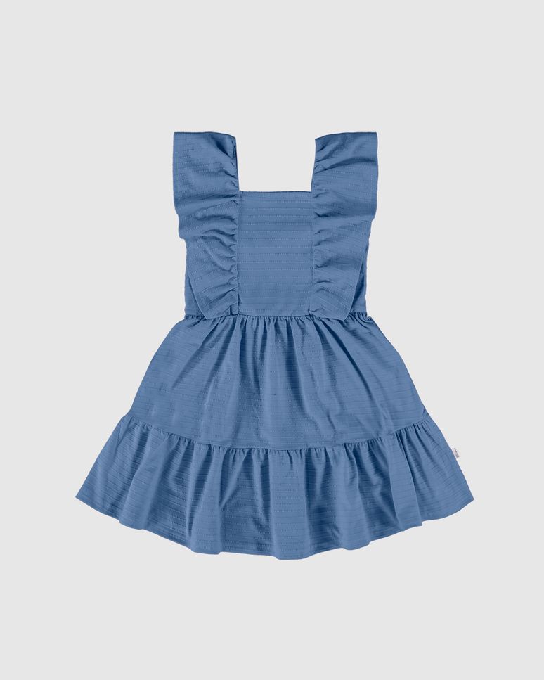 Vestido Infantil Manga Babados Em Malha Texturizada Malwee Kids