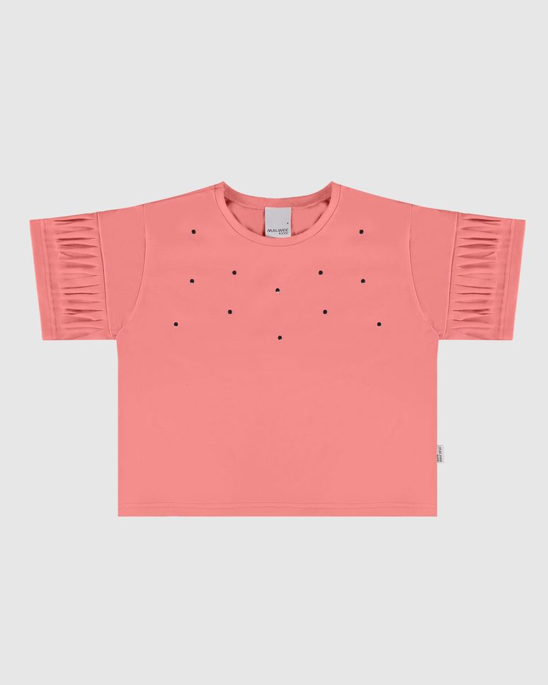 Blusa Infantil Menina Manga Com Franjas Em Algodão Malwee Kids