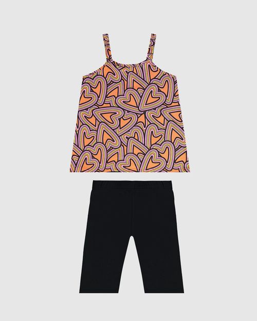 Conjunto Infantil Menina Regata Estampada Em Algodão Malwee Kids