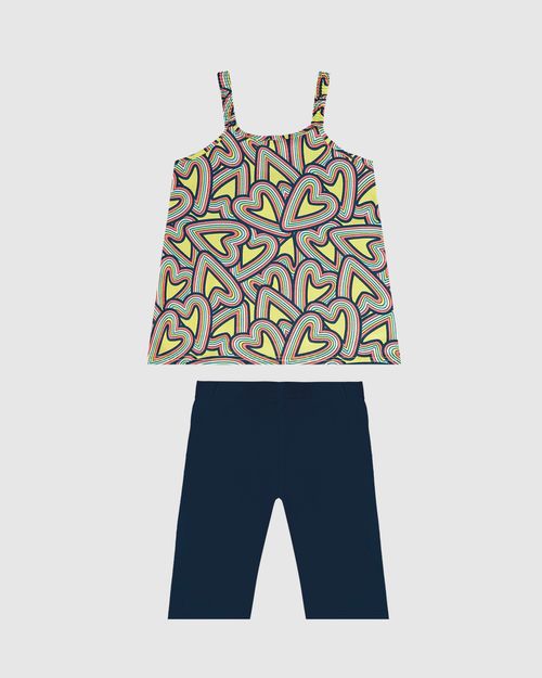Conjunto Infantil Menina Regata Estampada Em Algodão Malwee Kids