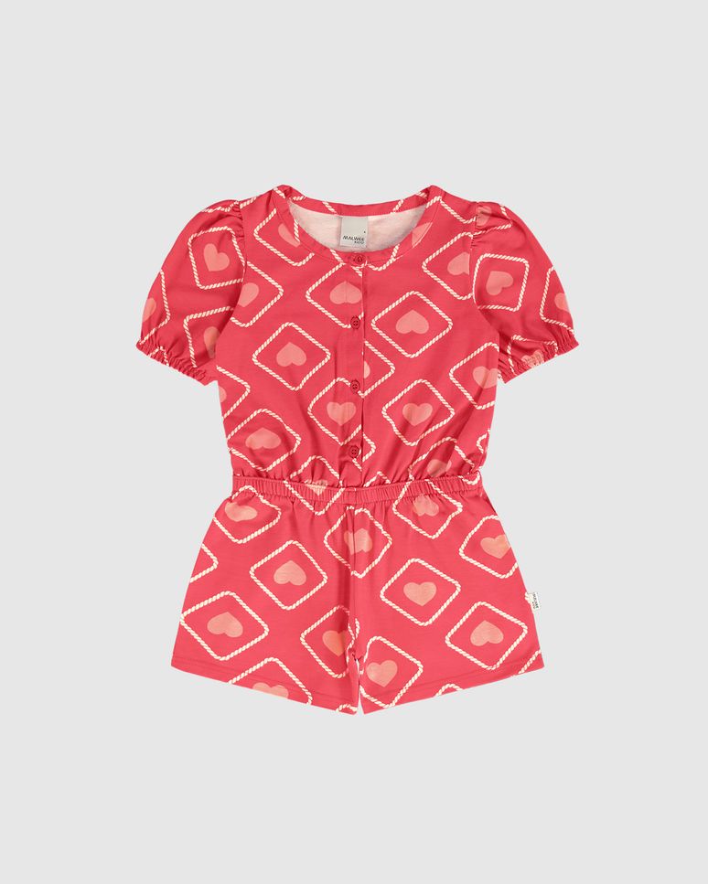 Macaquinho Infantil Menina Abotoamento Frontal Em Algodão Malwee Kids