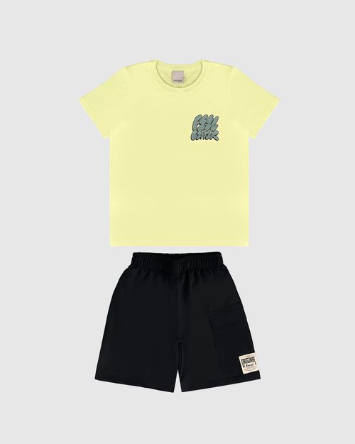 Conjunto Infantil Menino Camiseta Estampa Frente E Costas Malwee Kids