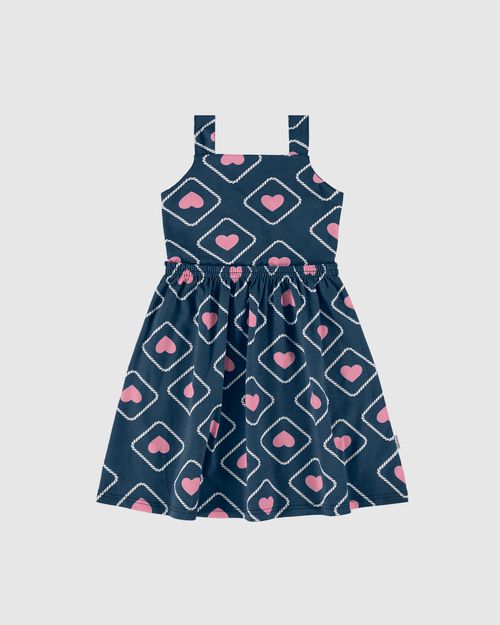 Vestido Infantil Acinturado Decote Reto Em Algodão Malwee Kids