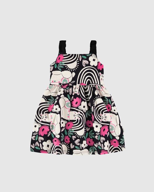 Vestido Infantil Estampa Lhama Em Algodão Malwee Kids