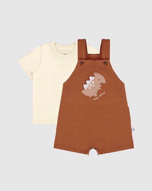 Conjunto Infantil Menino Camiseta + Macacão Mini Dino Malwee Kids