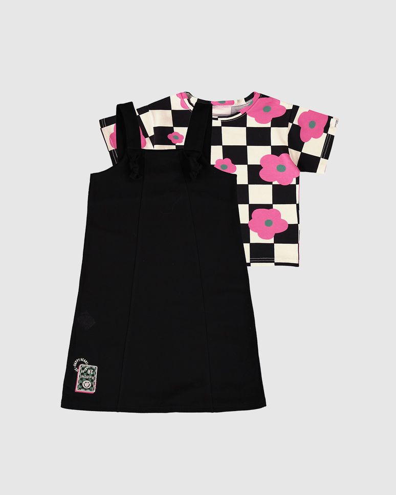 Conjunto Infantil Menina Blusa Quadriculada + Vestido Malwee Kids