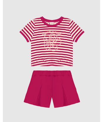 Conjunto Infantil Menina Blusa Listrada Flowers Em Algodão Malwee Kids