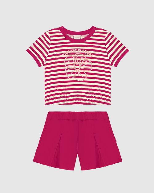 Conjunto Infantil Menina Blusa Listrada Flowers Em Algodão Malwee Kids