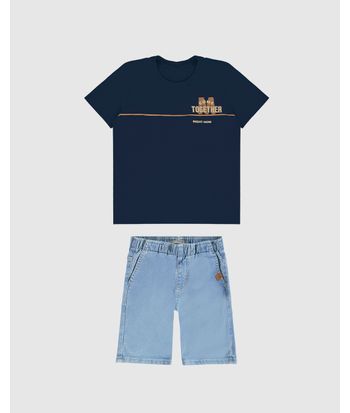 Conjunto Infantil Menino Camiseta Come Together Right Now Malwee Kids