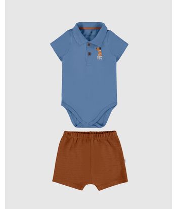 Conjunto Infantil Menino Body Estampa Puff + Bermuda Malwee Kids