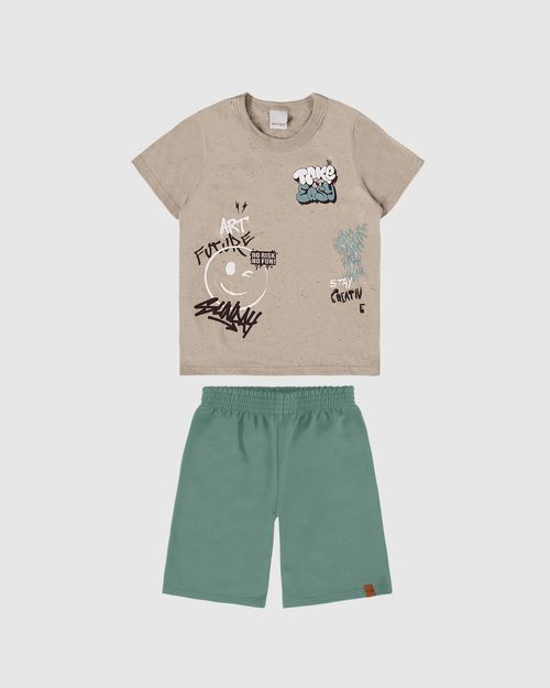 Conjunto Infantil Menino Camiseta Art Future Em Malha Botonê Malwee Kids