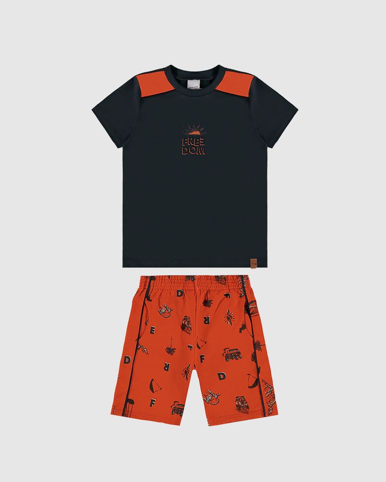 Conjunto Infantil Menino Freedom Camiseta + Bermuda Malwee Kids