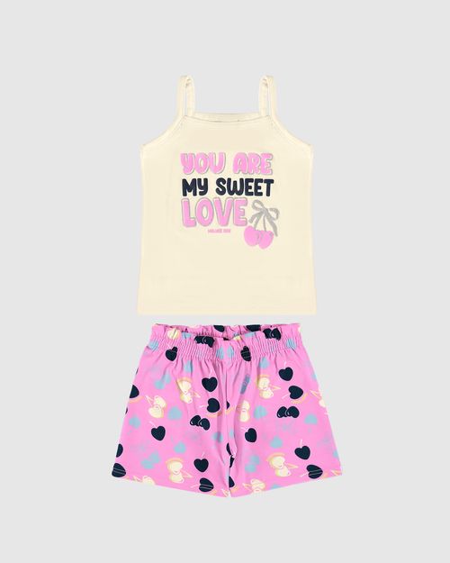Conjunto Infantil Menina Regata E Shorts Estampado Em Algodão Malwee Kids