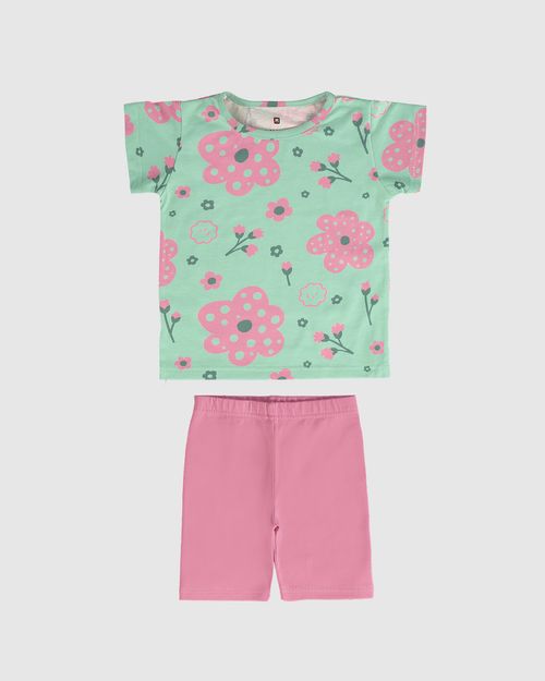 Conjunto Infantil Menina Blusa Floral Em Algodão Malwee Kids