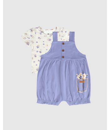 Conjunto Infantil Menina Blusa + Macaquinho Em Algodão Malwee Kids