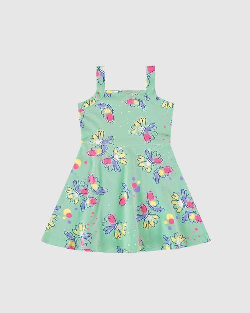 Vestido Infantil Rodado Com Estampa Alça Média Em Algodão Malwee Kids
