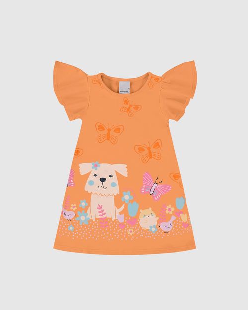 Vestido Infantil Amplo Com Estampa Em Algodão Malwee Kids