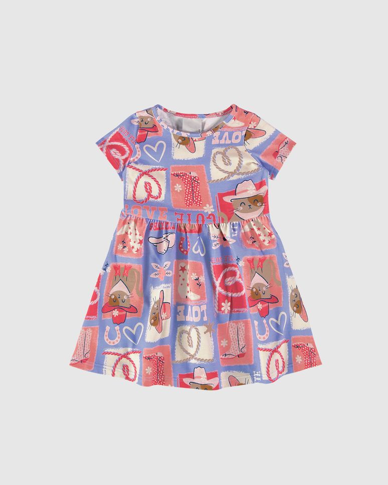 Vestido Infantil Rodado Com Estampa Em Algodão Malwee Kids